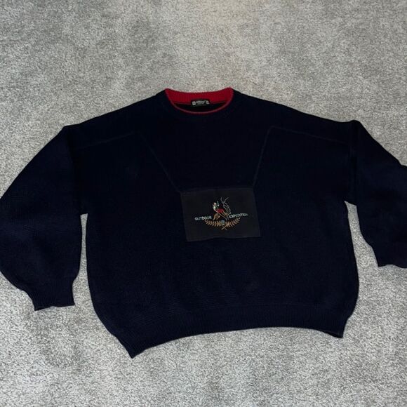 St Michael Pure Wool Blend made in Italy Blue Pullover Baggy Rock Climb Sweater - Picture 1 of 4